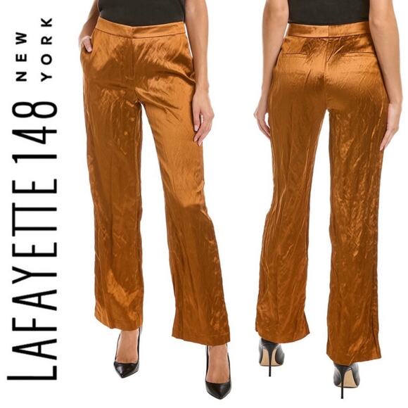 Lafayette 148 New York Dalton Pant Size 2 Satin Like Formal - Picture 1 of 16